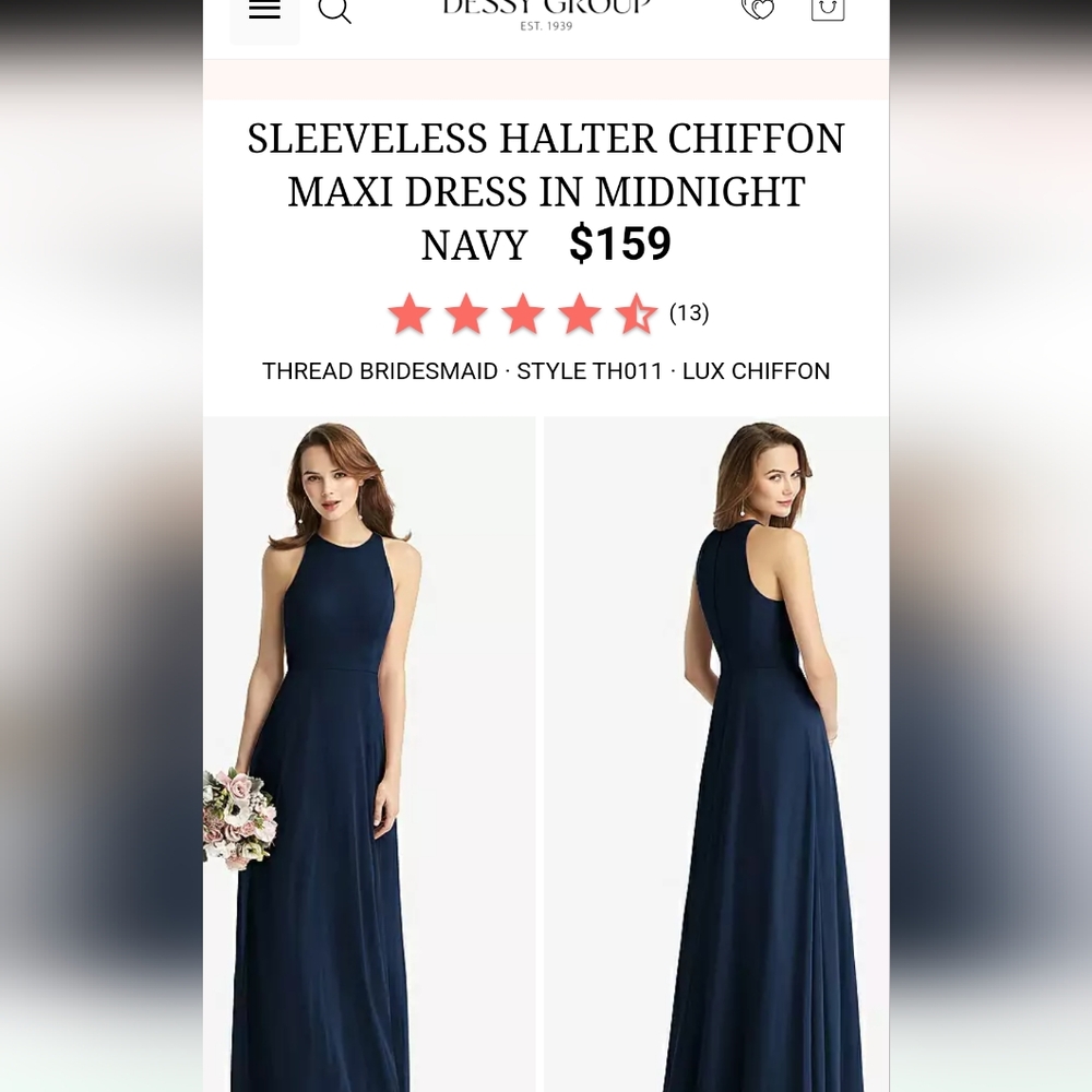 Nwt SLEEVELESS HALTER CHIFFON MAXI DRESS IN MIDNIGHT NAVY Sz 18